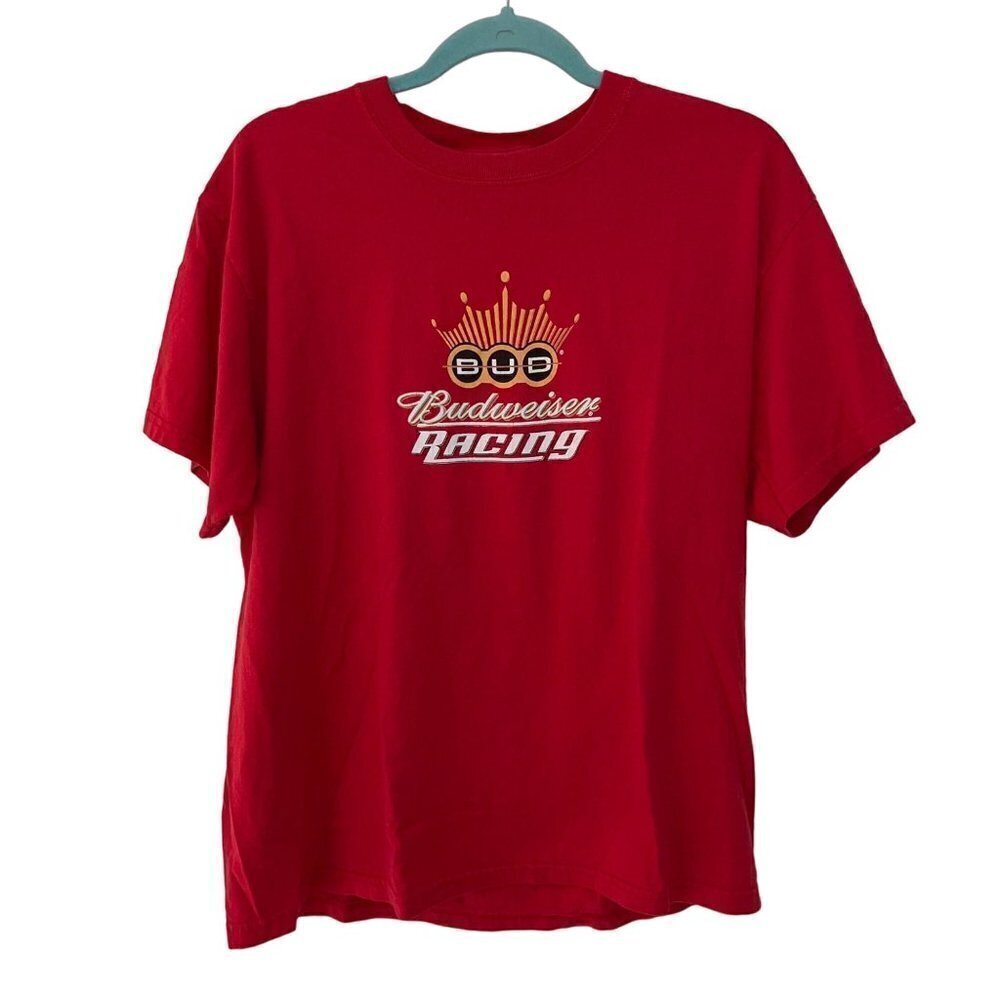 Steve & Barrys Tee Shirt Size Large Red Budweiser Racing Short Sleeve Cotton